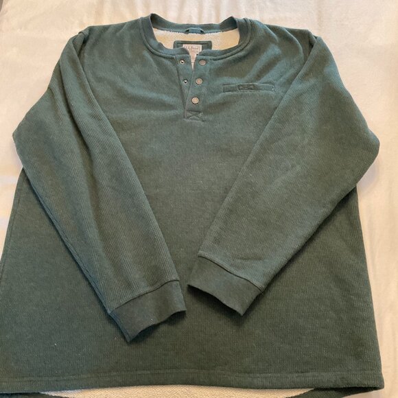 LL Bean Men's 2XLT Fleece Henley Katahdin Iron Works Green - Picture 1 of 9